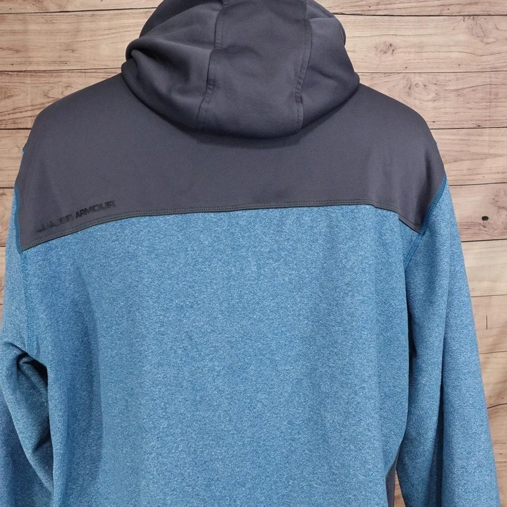 Under Armour Hoodie Mens 2XL Blue Pullover Fleece Logo Kangaroo Pocket Hooded